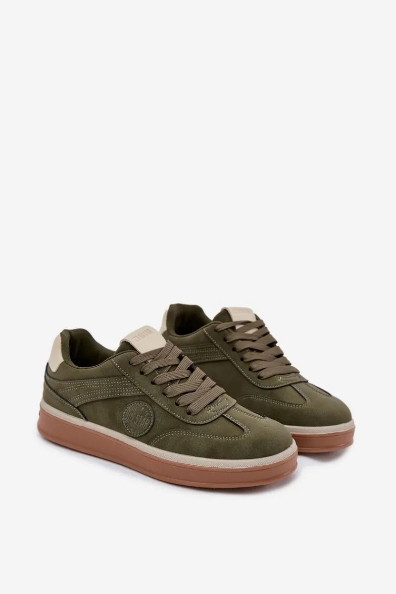 Sale Sneakersy Męskie Niskie Big Star SS174022 HI-POLY SYSTEM Khaki Męskie Obuwie Sportowe Męskie