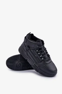 Outlet Sneakersy Męskie Ocieplane Big Star OO174587 HI-POLLY SYSTEM Czarne Męskie Obuwie Sportowe Męskie