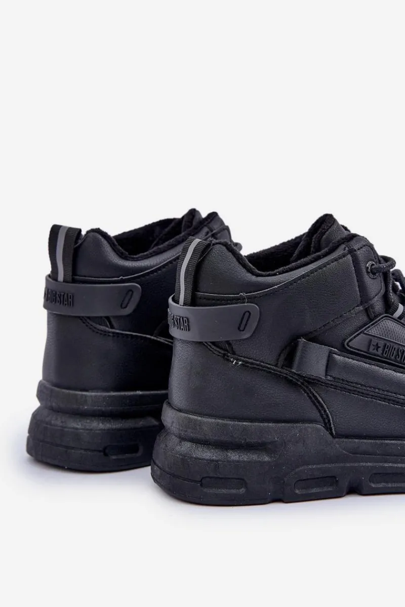 Outlet Sneakersy Męskie Ocieplane Big Star OO174587 HI-POLLY SYSTEM Czarne Męskie Obuwie Sportowe Męskie