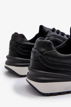 Best Sneakersy Męskie Skórzane BIG STAR NN174287 Czarne Męskie Obuwie Sportowe Męskie