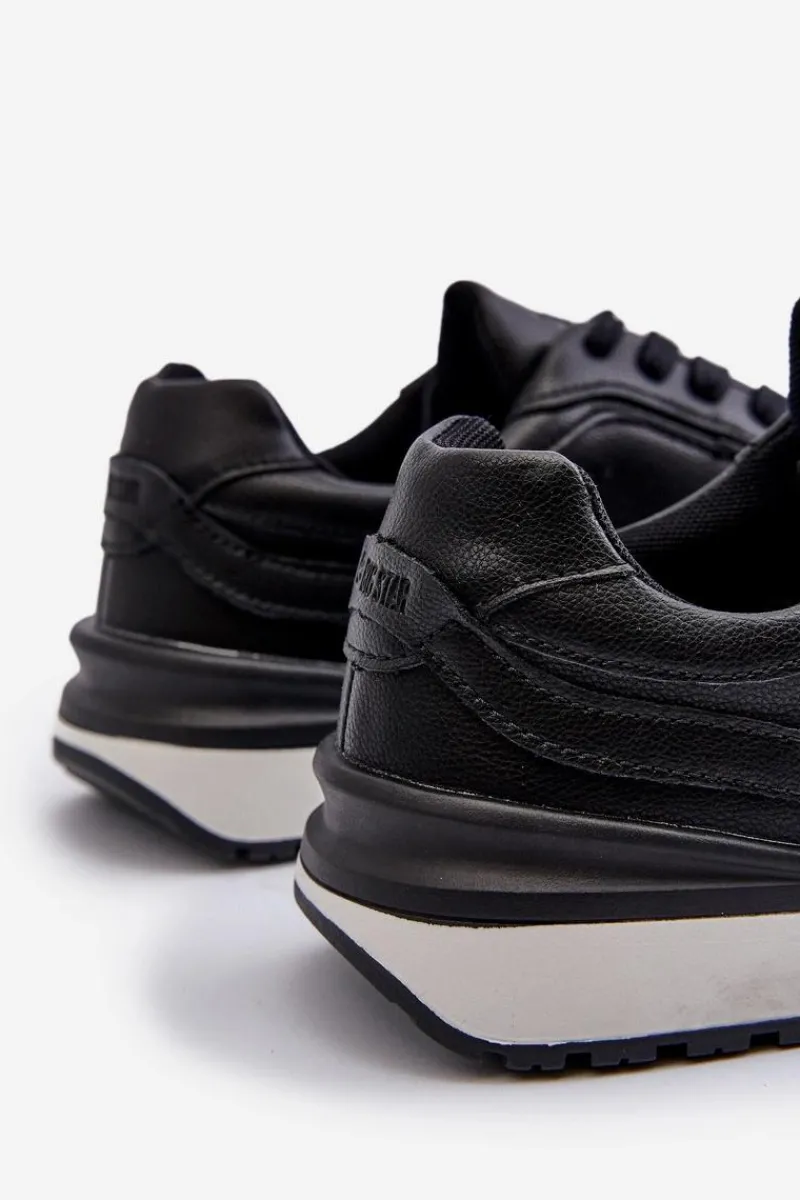 Best Sneakersy Męskie Skórzane BIG STAR NN174287 Czarne Męskie Obuwie Sportowe Męskie