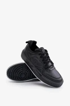 Sale Sneakersy Męskie Z Eko Skóry Big Star OO174004 Czarne Męskie Obuwie Sportowe Męskie