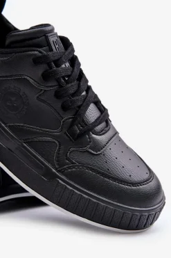 Sale Sneakersy Męskie Z Eko Skóry Big Star OO174004 Czarne Męskie Obuwie Sportowe Męskie