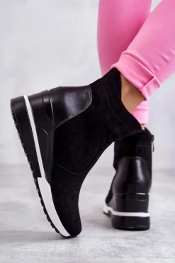 Online Sneakersy Na Koturnie Czarne Rita Damskie Sneakersy Damskie