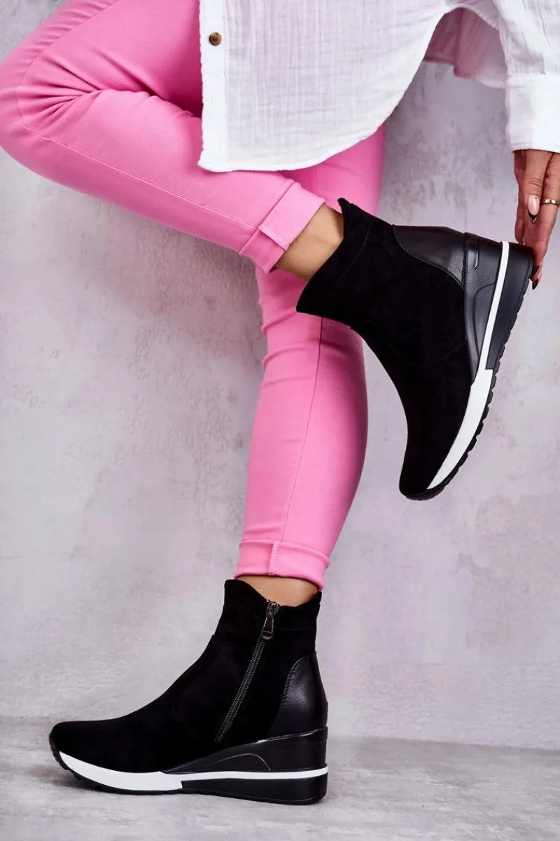 Online Sneakersy Na Koturnie Czarne Rita Damskie Sneakersy Damskie