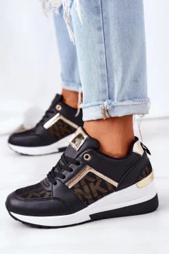 Sneakersy Damskie>Boto Sneakersy Na Koturnie Czarne Weekend