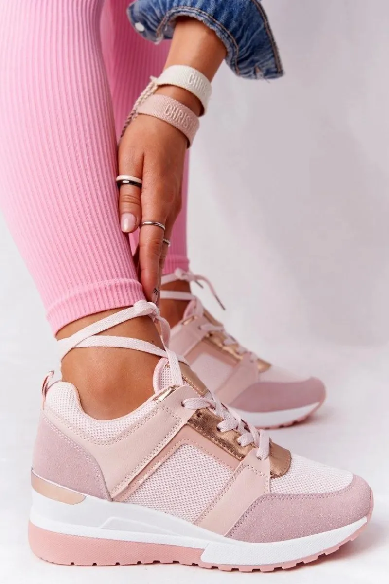 Sale Sneakersy Na Koturnie Różowe Bye Bye Love Damskie Sneakersy Damskie