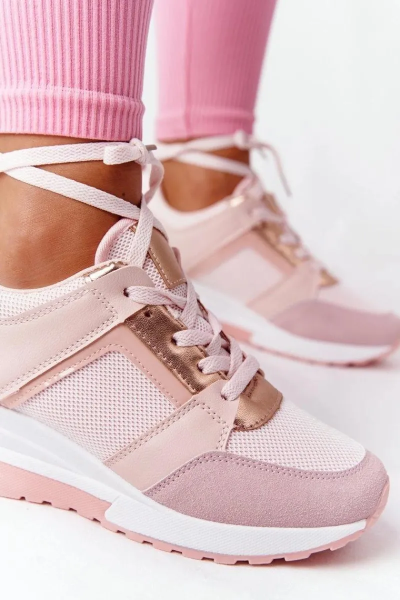 Sale Sneakersy Na Koturnie Różowe Bye Bye Love Damskie Sneakersy Damskie