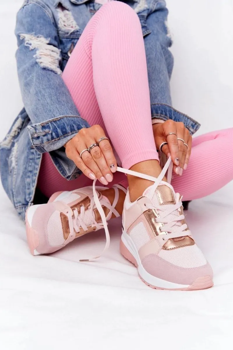 Sale Sneakersy Na Koturnie Różowe Bye Bye Love Damskie Sneakersy Damskie