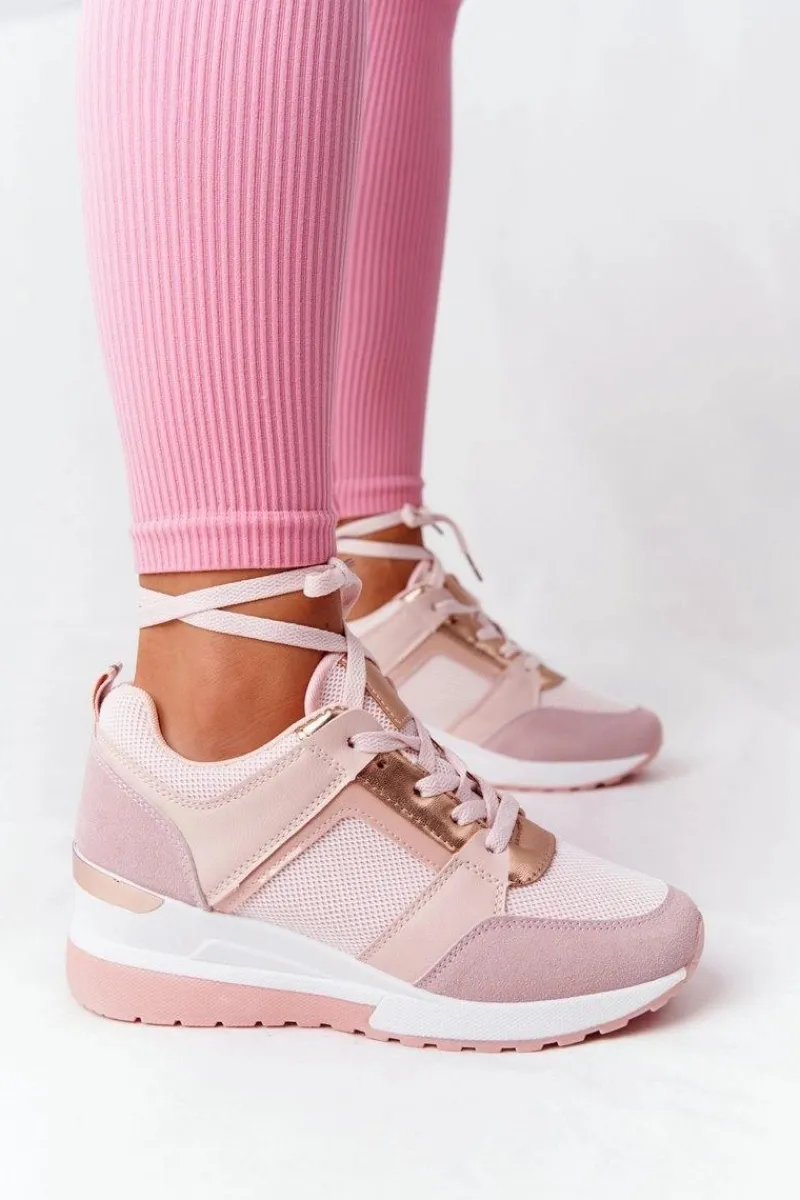 Sale Sneakersy Na Koturnie Różowe Bye Bye Love Damskie Sneakersy Damskie