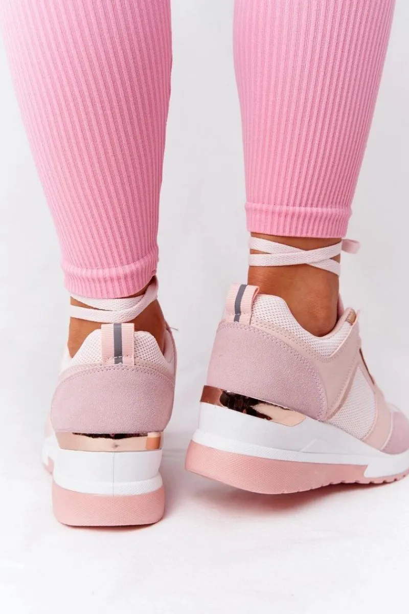 Sale Sneakersy Na Koturnie Różowe Bye Bye Love Damskie Sneakersy Damskie