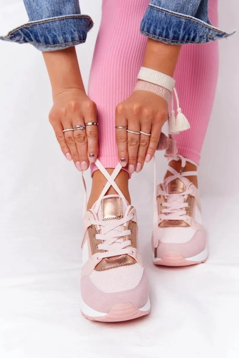 Sale Sneakersy Na Koturnie Różowe Bye Bye Love Damskie Sneakersy Damskie