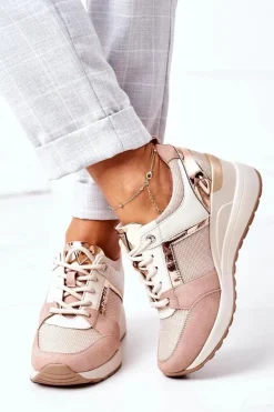 Online Sneakersy Na Koturnie Vinceza 10606 Różowe Damskie Sneakersy Damskie