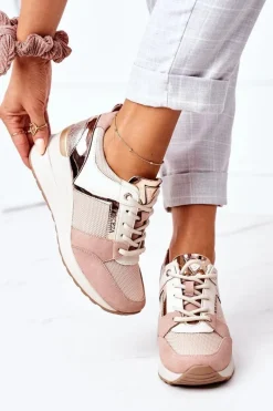 Online Sneakersy Na Koturnie Vinceza 10606 Różowe Damskie Sneakersy Damskie