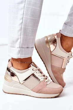 Online Sneakersy Na Koturnie Vinceza 10606 Różowe Damskie Sneakersy Damskie