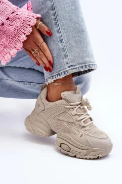 Clearance GOE Sneakersy Na Masywnej Podeszwie NN2N4046 Beżowe Beżowy
