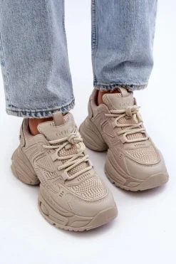 Clearance GOE Sneakersy Na Masywnej Podeszwie NN2N4046 Beżowe Beżowy