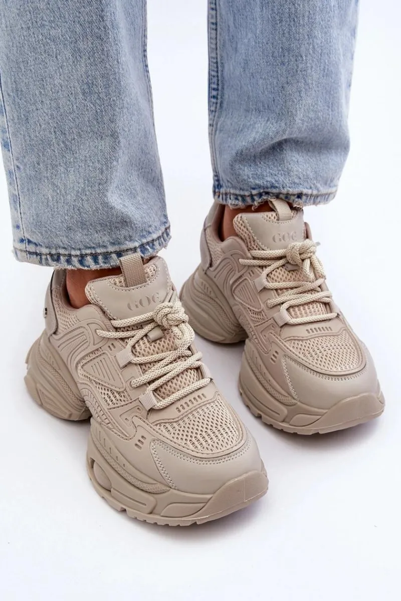 Clearance GOE Sneakersy Na Masywnej Podeszwie NN2N4046 Beżowe Beżowy