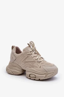 Clearance GOE Sneakersy Na Masywnej Podeszwie NN2N4046 Beżowe Beżowy