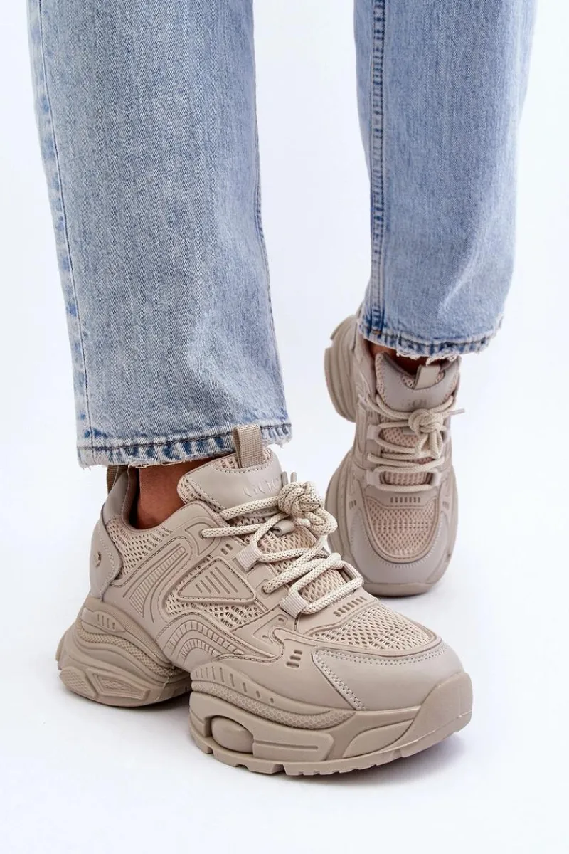 Clearance GOE Sneakersy Na Masywnej Podeszwie NN2N4046 Beżowe Beżowy