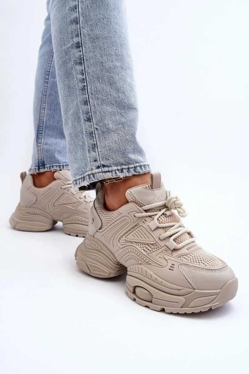 Clearance GOE Sneakersy Na Masywnej Podeszwie NN2N4046 Beżowe Beżowy