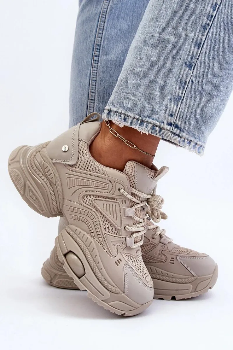 Clearance GOE Sneakersy Na Masywnej Podeszwie NN2N4046 Beżowe Beżowy