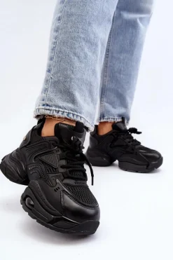 Hot Sneakersy Na Masywnej Podeszwie NN2N4045 Czarne Damskie Sneakersy Damskie
