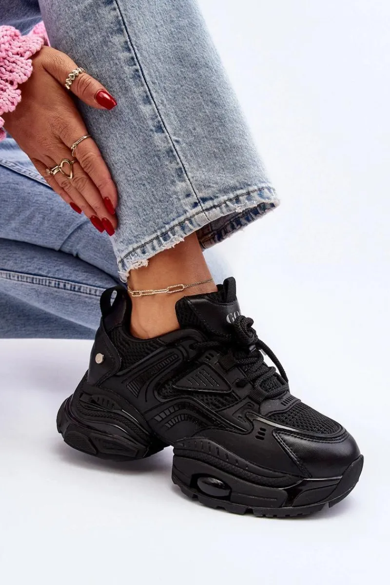 Hot Sneakersy Na Masywnej Podeszwie NN2N4045 Czarne Damskie Sneakersy Damskie