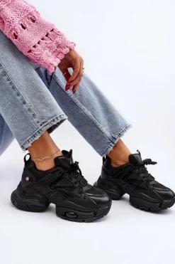 Hot Sneakersy Na Masywnej Podeszwie NN2N4045 Czarne Damskie Sneakersy Damskie