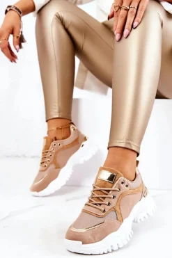 Sneakersy Na Platformie Brązowe Sallie Damskie Sneakersy Damskie