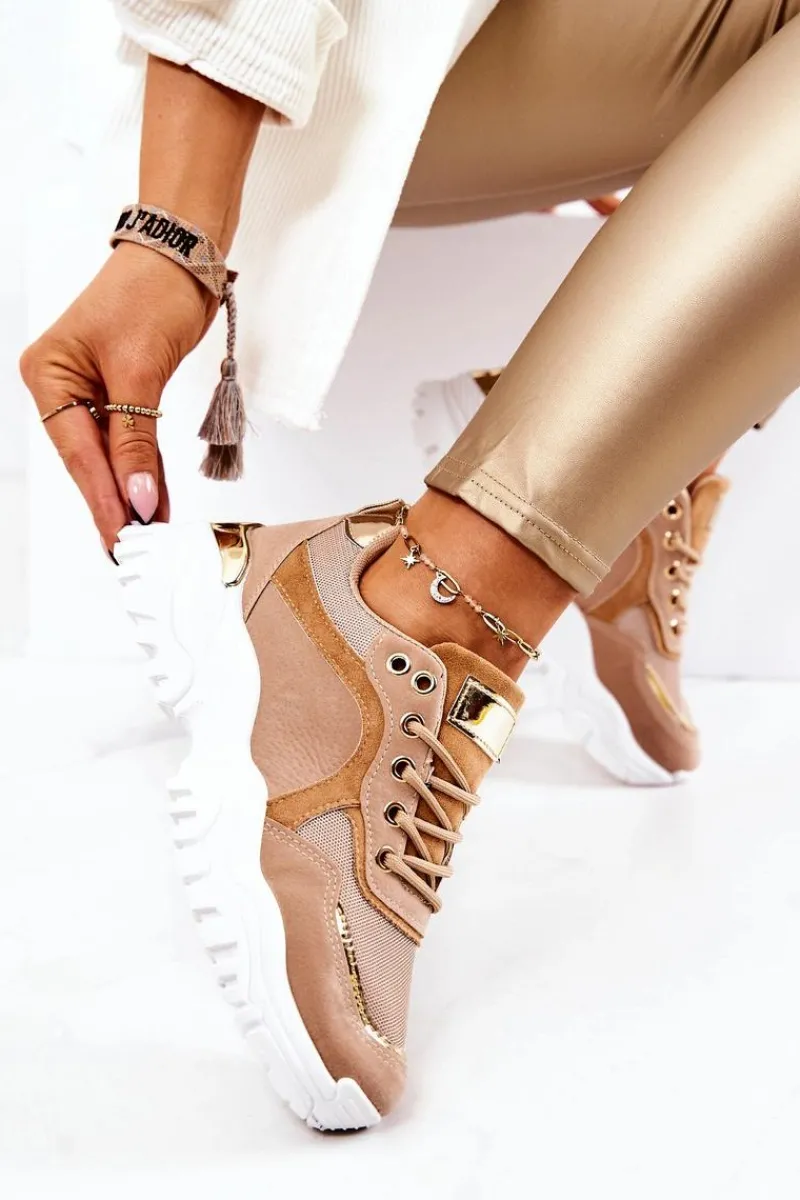 Sneakersy Na Platformie Brązowe Sallie Damskie Sneakersy Damskie