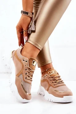 Sneakersy Na Platformie Brązowe Sallie Damskie Sneakersy Damskie