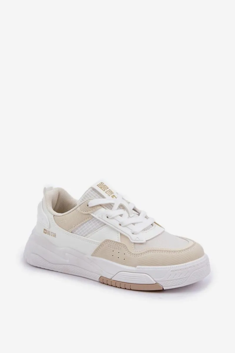 Buty Sportowe Big Star|Sneakersy Damskie>Big Star Shoes Sneakersy Na Platformie Big Star OO274A155 Biało-Beżowe