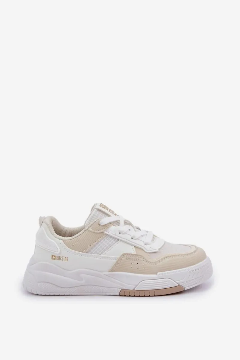Buty Sportowe Big Star|Sneakersy Damskie>Big Star Shoes Sneakersy Na Platformie Big Star OO274A155 Biało-Beżowe