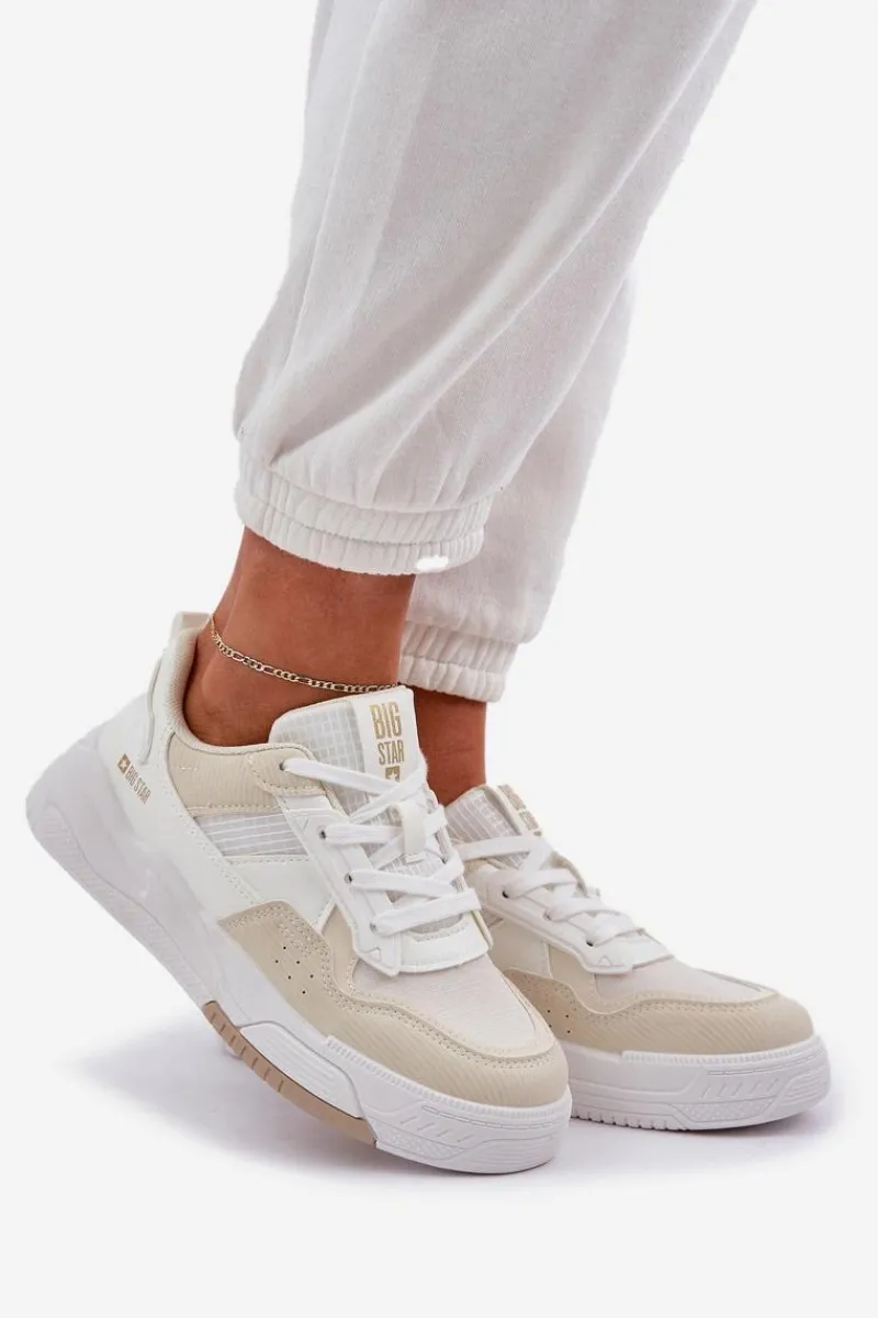 Buty Sportowe Big Star|Sneakersy Damskie>Big Star Shoes Sneakersy Na Platformie Big Star OO274A155 Biało-Beżowe