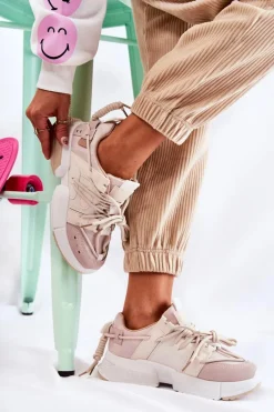 Online Boto Sneakersy Sportowe Buty Damskie Beżowe Someday Brązowy