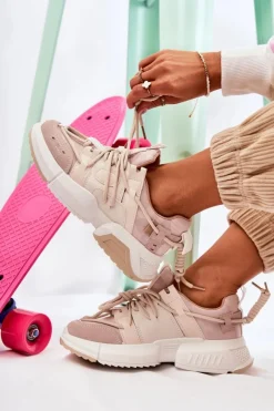 Online Boto Sneakersy Sportowe Buty Damskie Beżowe Someday Brązowy