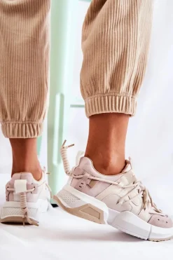 Online Boto Sneakersy Sportowe Buty Damskie Beżowe Someday Brązowy