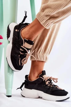 Sneakersy Damskie>Boto Sneakersy Sportowe Buty Damskie Czarne Someday