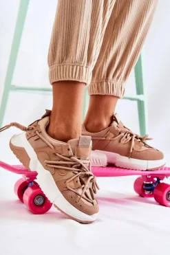 Best Boto Sneakersy Sportowe Buty Damskie Camel Someday