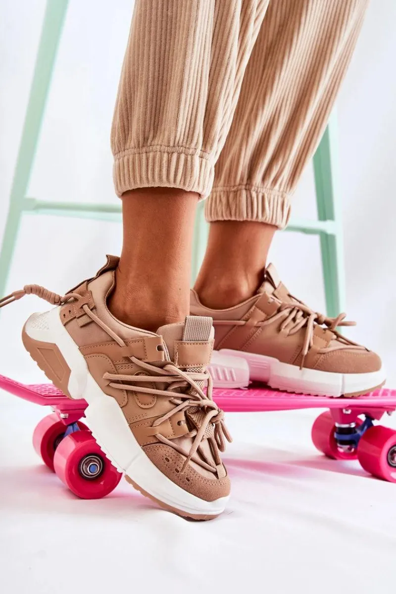 Best Boto Sneakersy Sportowe Buty Damskie Camel Someday