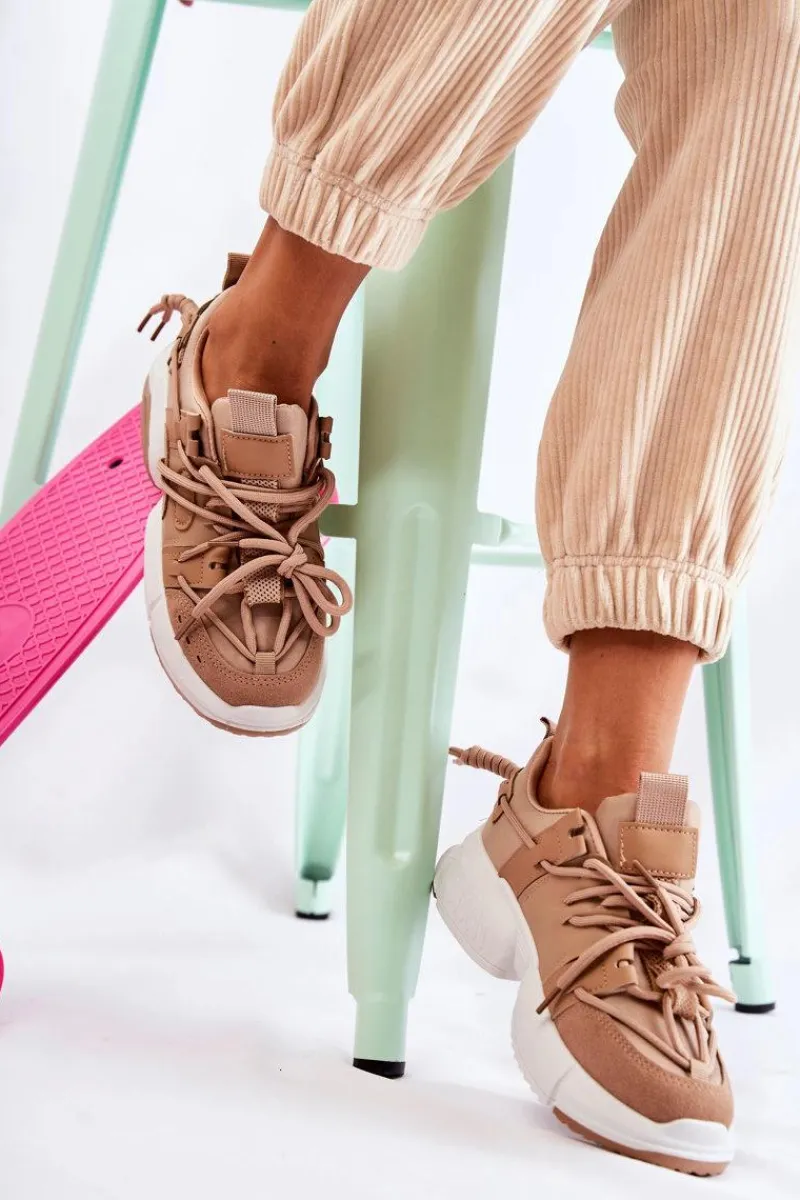 Best Boto Sneakersy Sportowe Buty Damskie Camel Someday