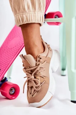 Best Boto Sneakersy Sportowe Buty Damskie Camel Someday