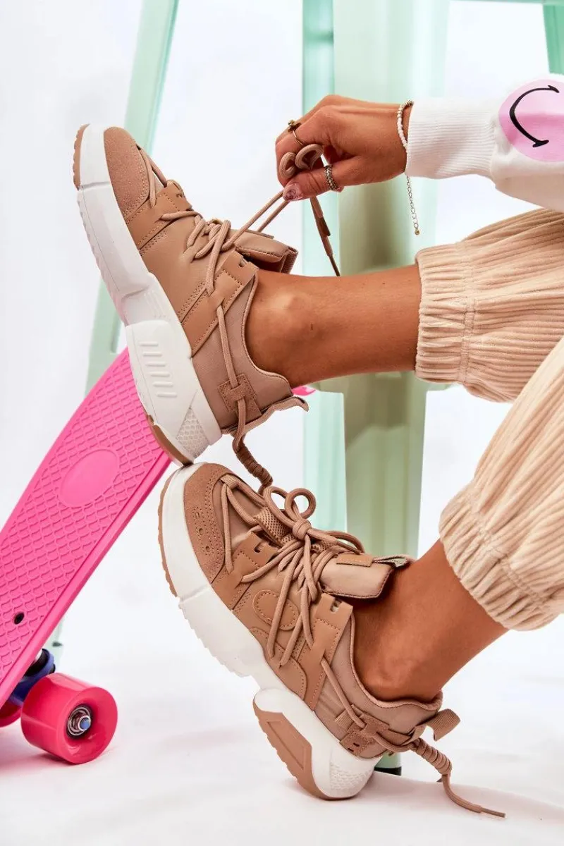 Best Boto Sneakersy Sportowe Buty Damskie Camel Someday