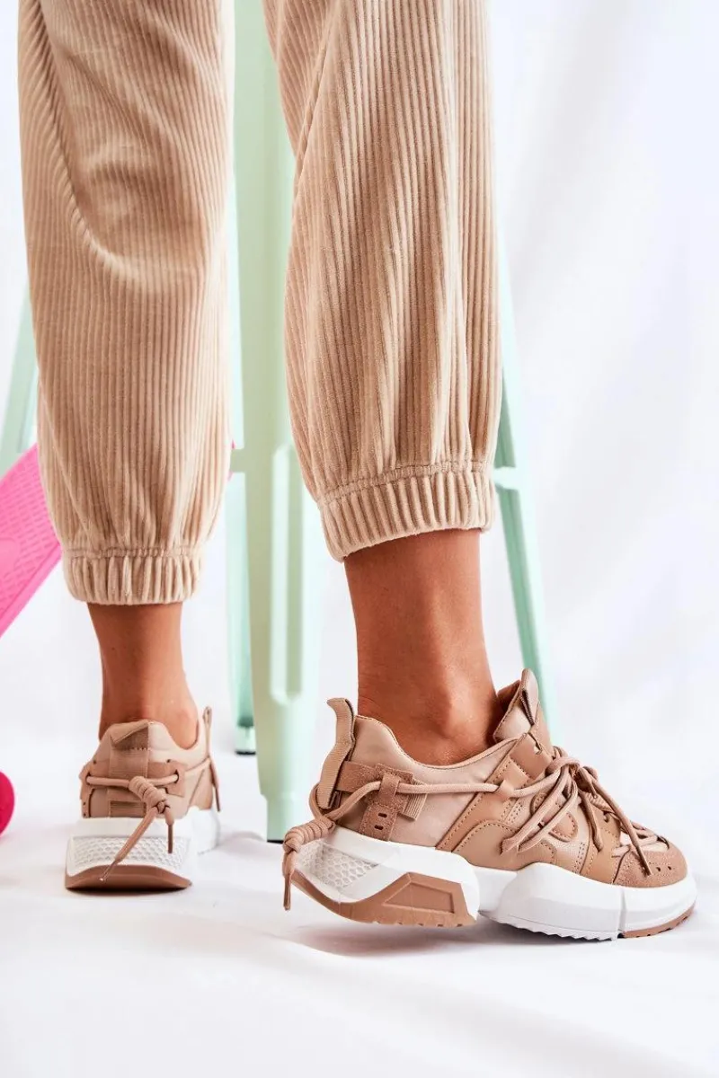 Best Boto Sneakersy Sportowe Buty Damskie Camel Someday