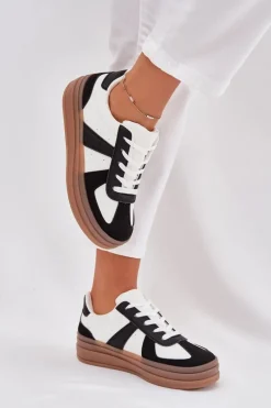 Discount Boto Sneakesy Damskie Na Platformie Biało-Czarne Sivirae