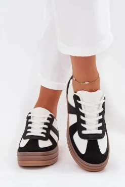 Discount Boto Sneakesy Damskie Na Platformie Biało-Czarne Sivirae