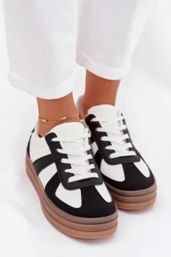 Discount Boto Sneakesy Damskie Na Platformie Biało-Czarne Sivirae