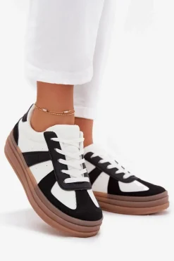 Discount Boto Sneakesy Damskie Na Platformie Biało-Czarne Sivirae