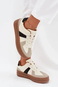 Best Sneakesy Damskie Na Platformie Beżowe Sivirae Damskie Sneakersy Damskie